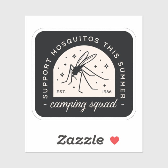 Sticker Camping mosquito funny insect quotes whimsical (Feuille)