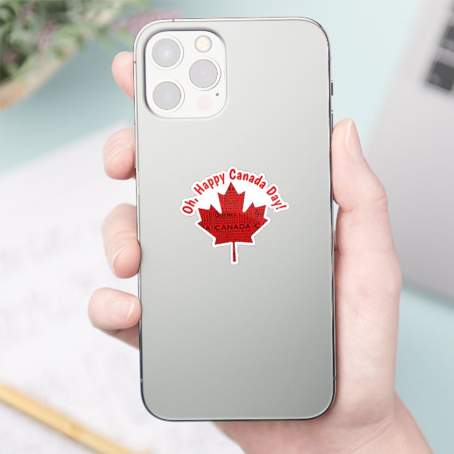 Sticker Canadian Maple Leaf w/Text (Téléphone)