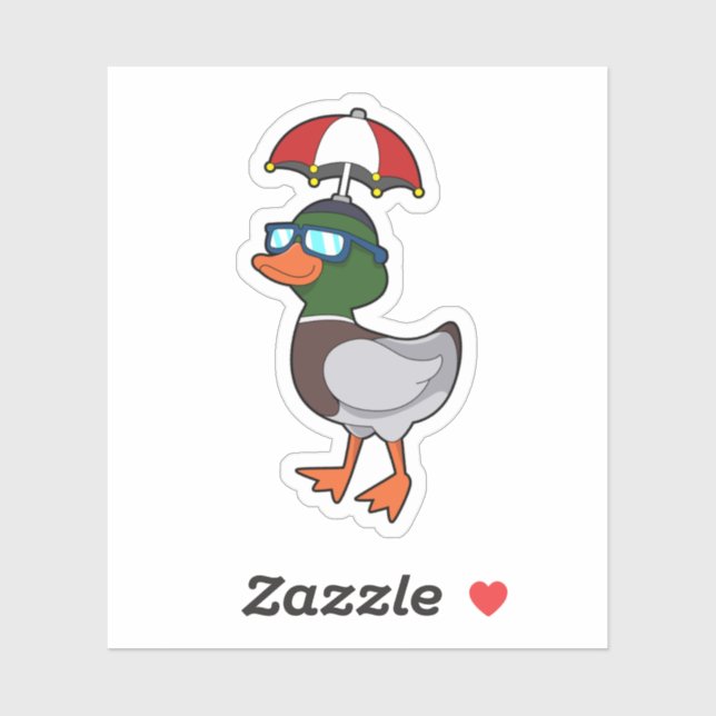 Sticker Canard à la pluie avec Umbrella.PNG (Feuille)