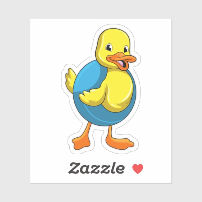Sticker Canard à nager avec anneau de nage (Feuille)
