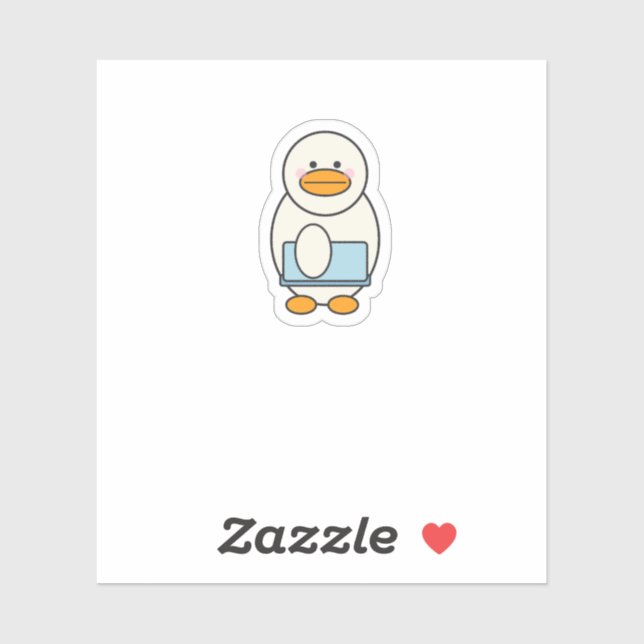 Sticker Canard allant au travail, funny work (Feuille)