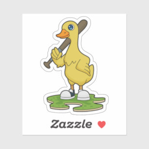 Sticker Canard au baseball avec batte de baseball