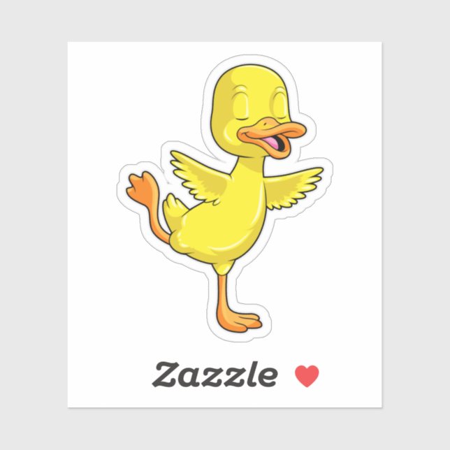 Sticker Canard au Yoga Fitness sur une jambe (Feuille)