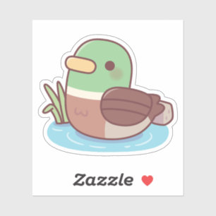 Sticker Canard colvert mignon nageant dans l'étang