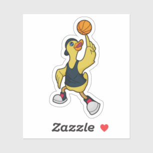 Sticker Canard comme joueur de basketball avec basket-ball