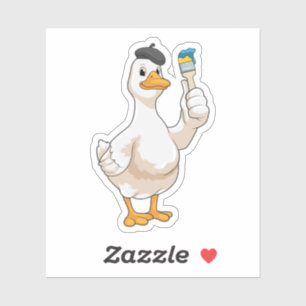 Sticker Canard comme peintre avec pinceau