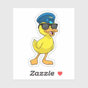 Sticker Canard comme pilote avec casquette pilote