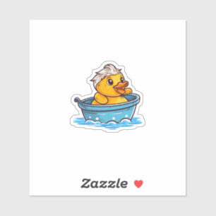 Sticker Canard en caoutchouc jaune mignon dans une baignoi