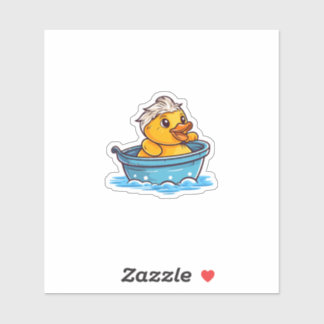 Sticker Canard en caoutchouc jaune mignon dans une baignoi