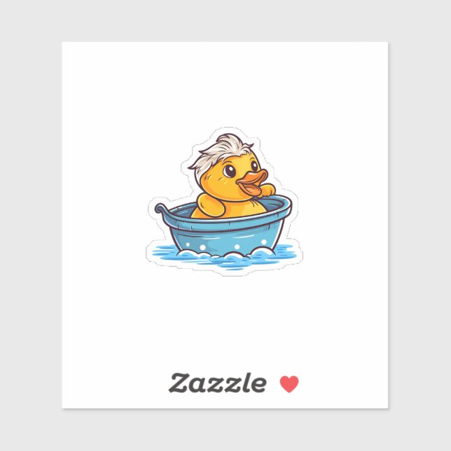 Sticker Canard en caoutchouc jaune mignon dans une baignoi (Feuille)