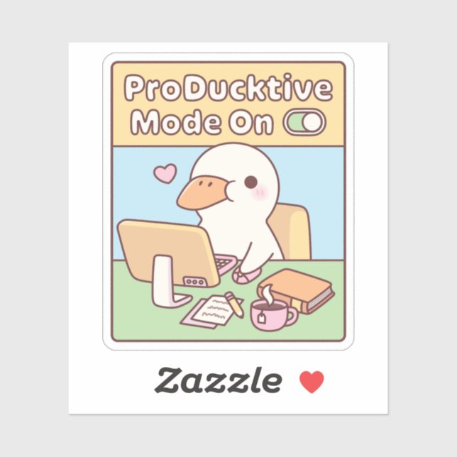 Sticker Canard Productif Mode Productif Activé Drôle (Feuille)