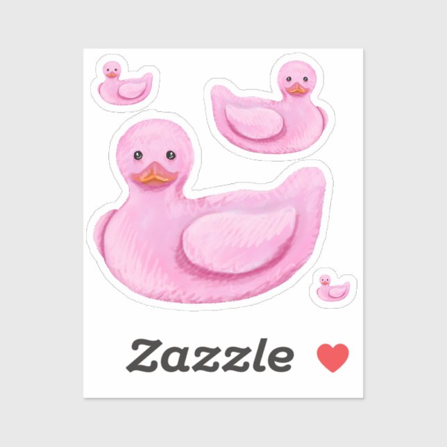 Sticker Canards en caoutchouc roses (Feuille)