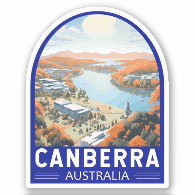 Sticker Canberra Australie Travel Art Vintage (Devant)