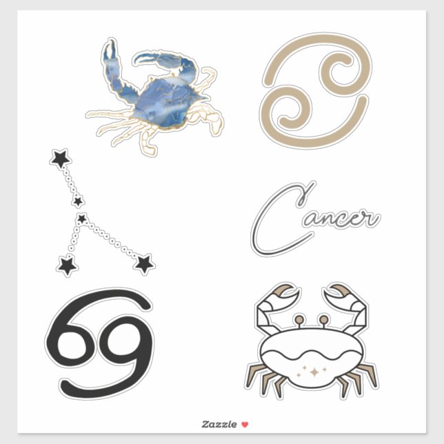 Sticker Cancer l'astrologie crabe anniversaire zodiac or (Feuille)