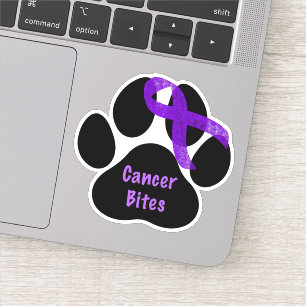 Sticker Cancer Mord la Patte Empreinte Ruban Violet Pancré