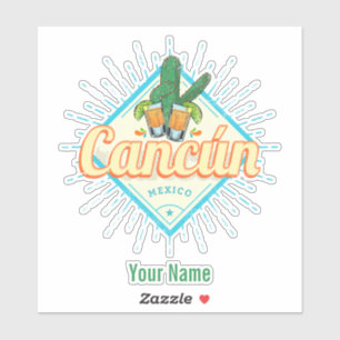 Sticker Cancun Mexique Dancing Cactus Tequila Vintage