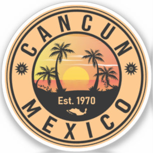 Sticker Cancun Mexique Palm Tree Vintage voyage Souvenir