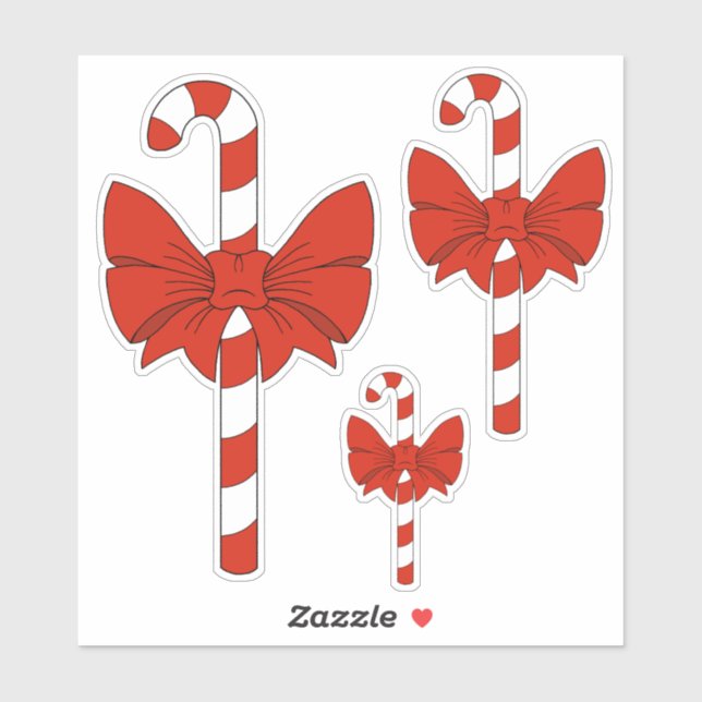 Sticker Candy Cane and Bow (Feuille)