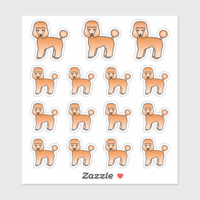 Sticker Caniche Jouet Abricot Chiens de Dessin Animé Migno (Feuille)