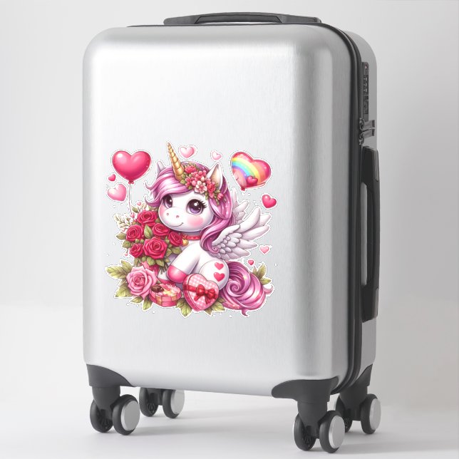 Sticker Canicorne à l'Anime de Saint Valentin (Sur valise)