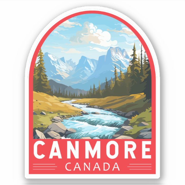 Sticker Canmore Canada Travel Art Vintage (Devant)
