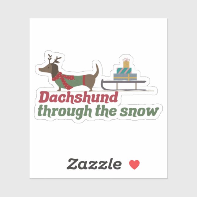 Sticker Canon de Noël : Dachshund à travers la neige (Feuille)