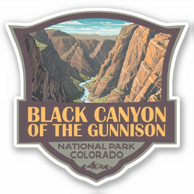 Sticker Canyon Noir Du Parc National Gunnison Art (Devant)