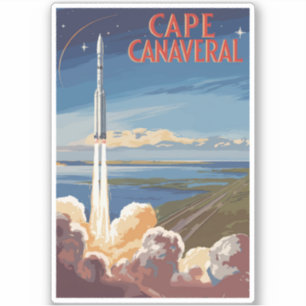 Sticker Cape Canaveral Florida Peintre Voyage Art Retro