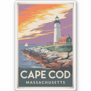Sticker Cape Cod Massachusetts Illustration Art de Voyage