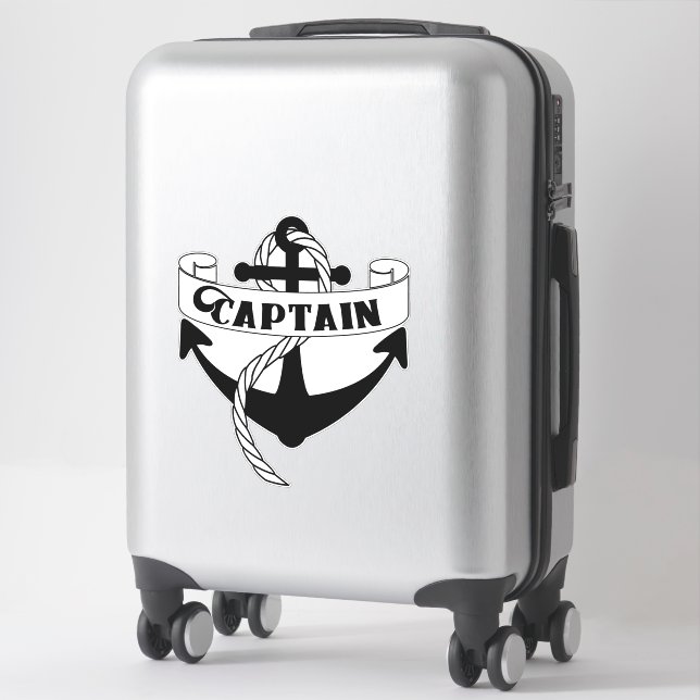Sticker Capitaine Ancre Voilier Corde nautique (Sur valise)