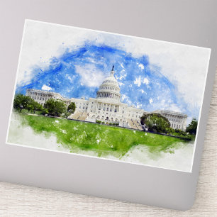 Sticker Capitol américain à Washington DC Pastel Draw