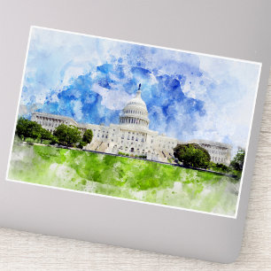 Sticker Capitole des États-Unis à Washington DC Aquarelle