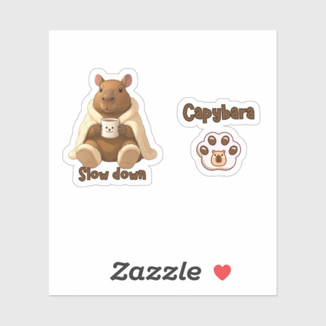 Sticker Capivara Relax tomando chá de pantufas (Feuille)