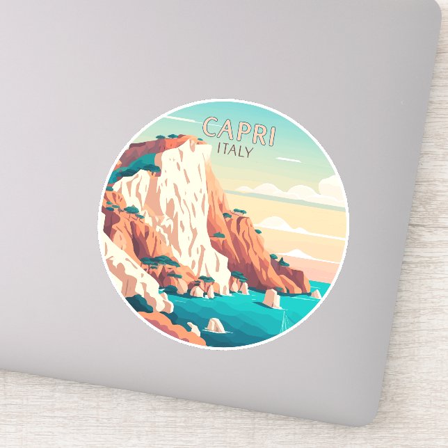 Sticker Capri Italie Citrons Ile méditerranéenne Squa rétr (Détail)