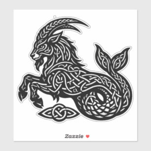 Sticker Capricorne — Encre Hantée Zodiaque Bouc‑Poisson