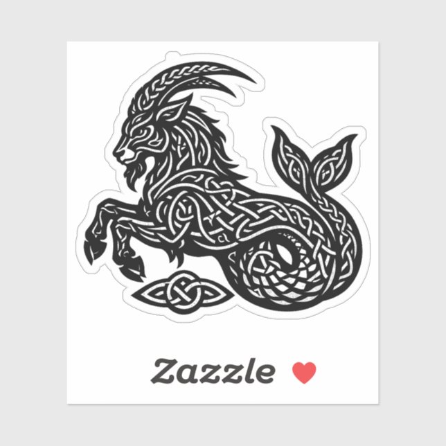 Sticker Capricorne — Encre Hantée Zodiaque Bouc‑Poisson (Feuille)