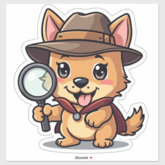 Sticker Capture d'écran du détective Kawaii tenant un verr