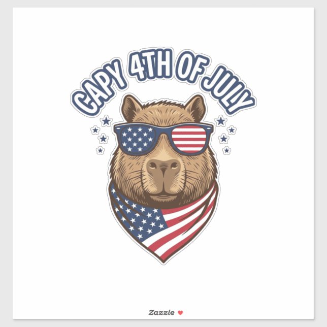 Sticker Capy 4 juillet Conception vectorielle de capybara  (Feuille)