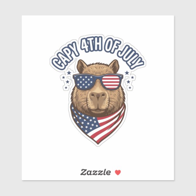 Sticker Capy 4 juillet Conception vectorielle de capybara  (Feuille)