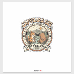 Sticker Capybara Chat Capybara Chat Vintage Chill Art Vect
