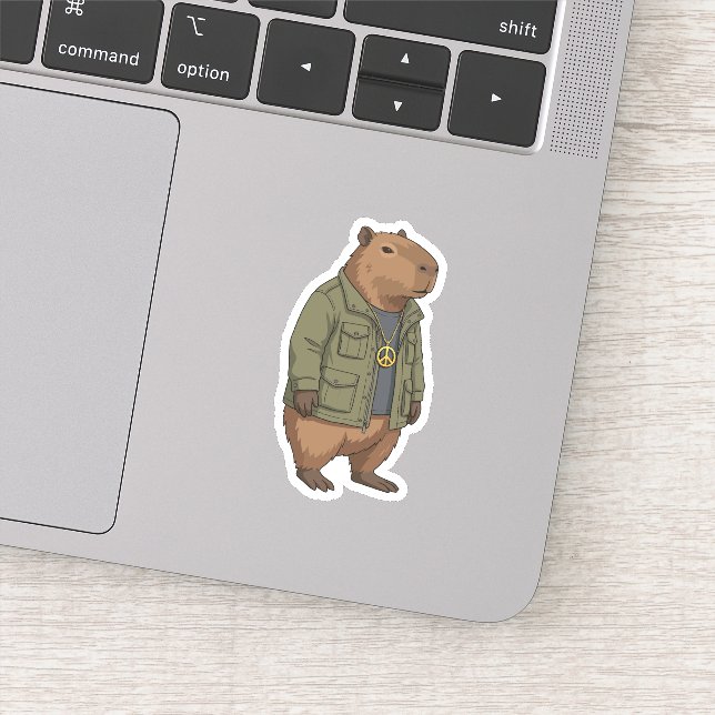 Sticker Capybara Détendu Signe de Paix avec Swagger (Détail)