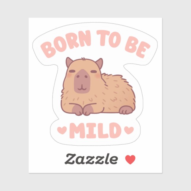Sticker Capybara Mignon et Décontracté Né pour être Doux (Feuille)