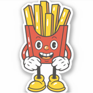 Sticker Caractère de dessin drôle Fries