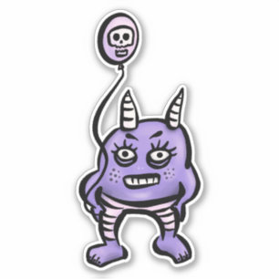 Sticker Caractère d'horreur mignon démon violet