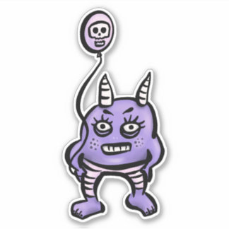 Sticker Caractère d'horreur mignon démon violet