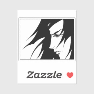 Sticker Caractère Manga Anime noir et blanc