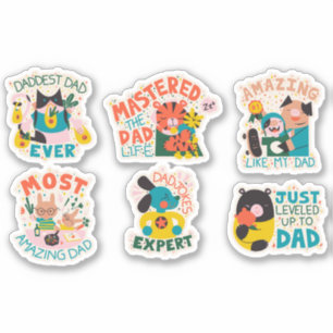 Sticker CARACTÈRES ANIMAUX DE fête des pères DÉFINIS