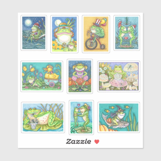 STICKER CARACTÈRES D'ART FROG SILLY MIXTES ET VACANCES (Feuille)