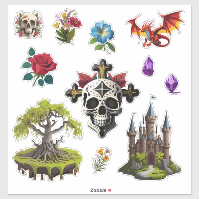 Sticker "Caractères médiévaux" en vinyle coupé sur (Feuille)