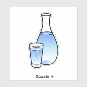 Sticker Carafe d'eau avec un verre d'eau